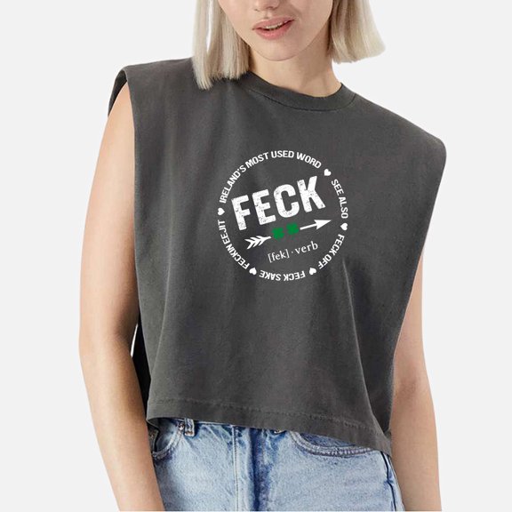 EcoLoom Feck Definition Cap Sleeve Muscle Crop Shirt Women Sleeveless Baby Tee