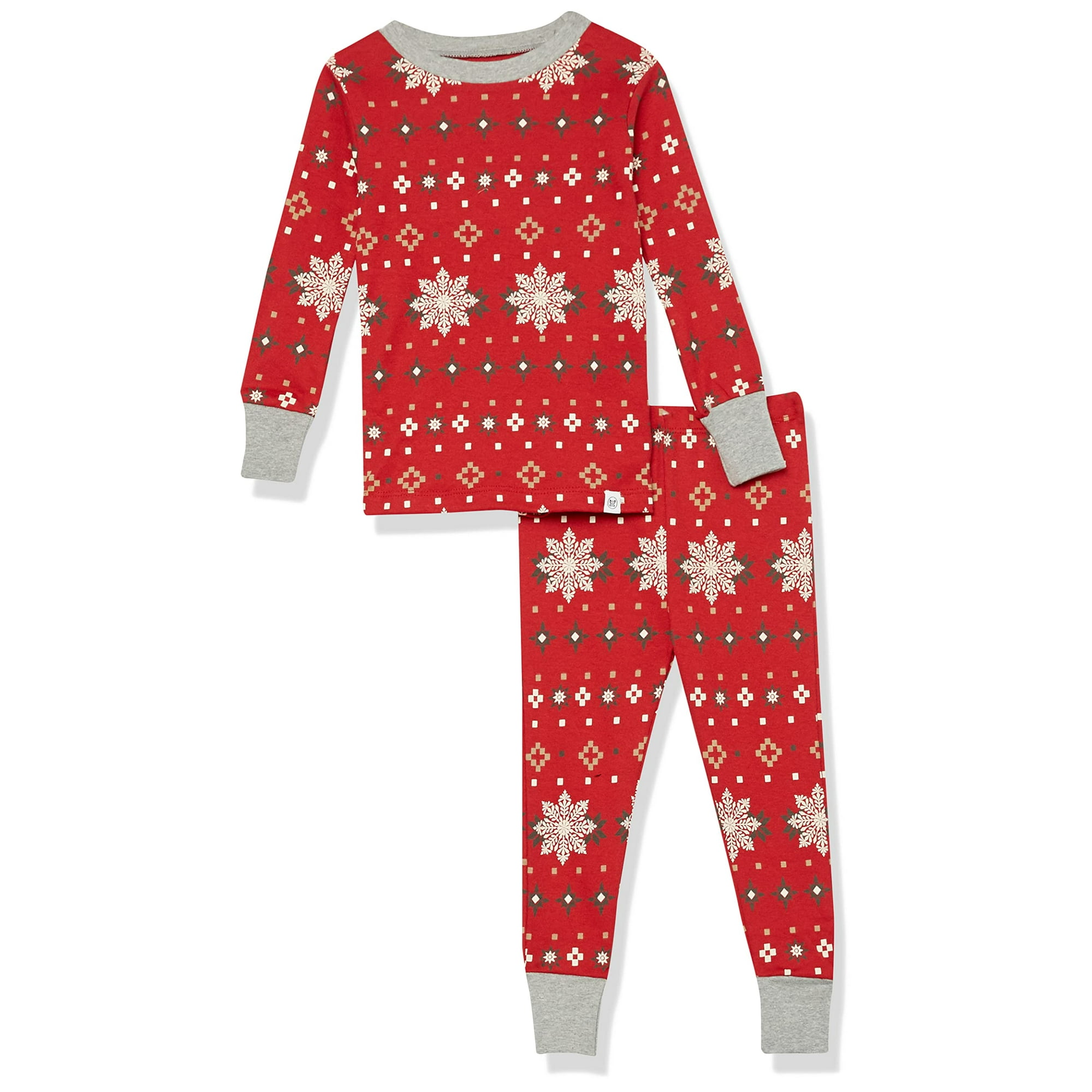 HonestBaby Baby 2 Piece Organic cotton Holiday Family Jammies Pajamas Fair Isle Red 24 Months