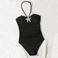 thumbnail image 4 of Hellosay One Piece Swimsuits for Girls Halter Bathing Suit Padded Smocking Beachwear Star Beach Swimwear Size 13-17, 4 of 7
