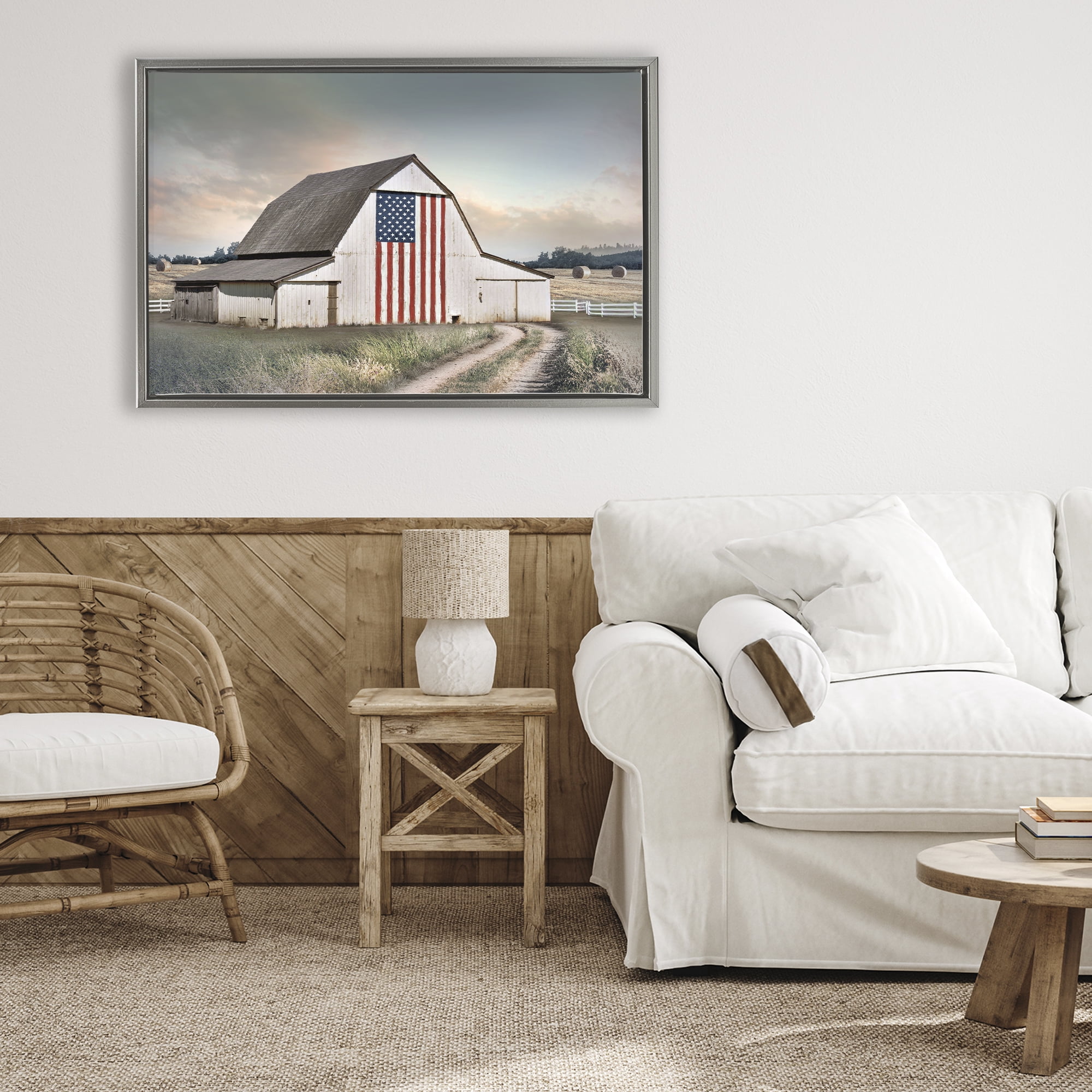 Stupell Industries Land That I Love Barn Gray Framed Floater Canvas Wall Art, design by CAD Designs