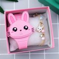thumbnail image 2 of LED Cartoon Rabbit Children Watches with Bratelet Lovely Rabbit Electronic Girls Kids Watch ladies Flip Cover Students Clock Gray with Bracelet, 2 of 6