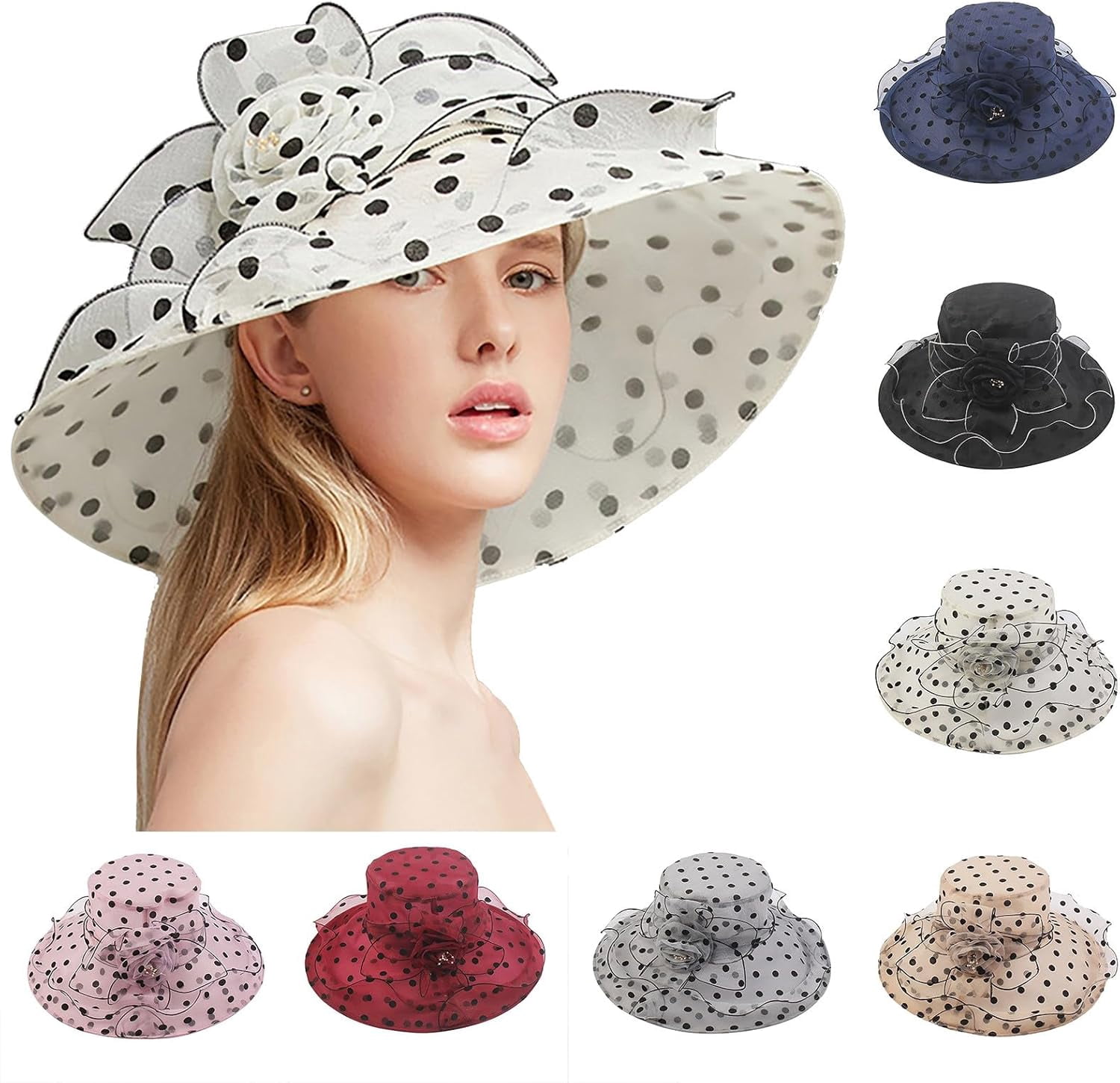 Scala Pink w/Black White‎ Flower On Side  Tea Church Pool Floppy Hat Thank you to everyone who joined us for Easter Brunch  main image 2