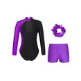 thumbnail image 2 of TSSOE Leotards for Girls Gymnastics Activewear Tank Unitard with Shorts Fitness Outfit Long Sleeve Purple 10, 2 of 7