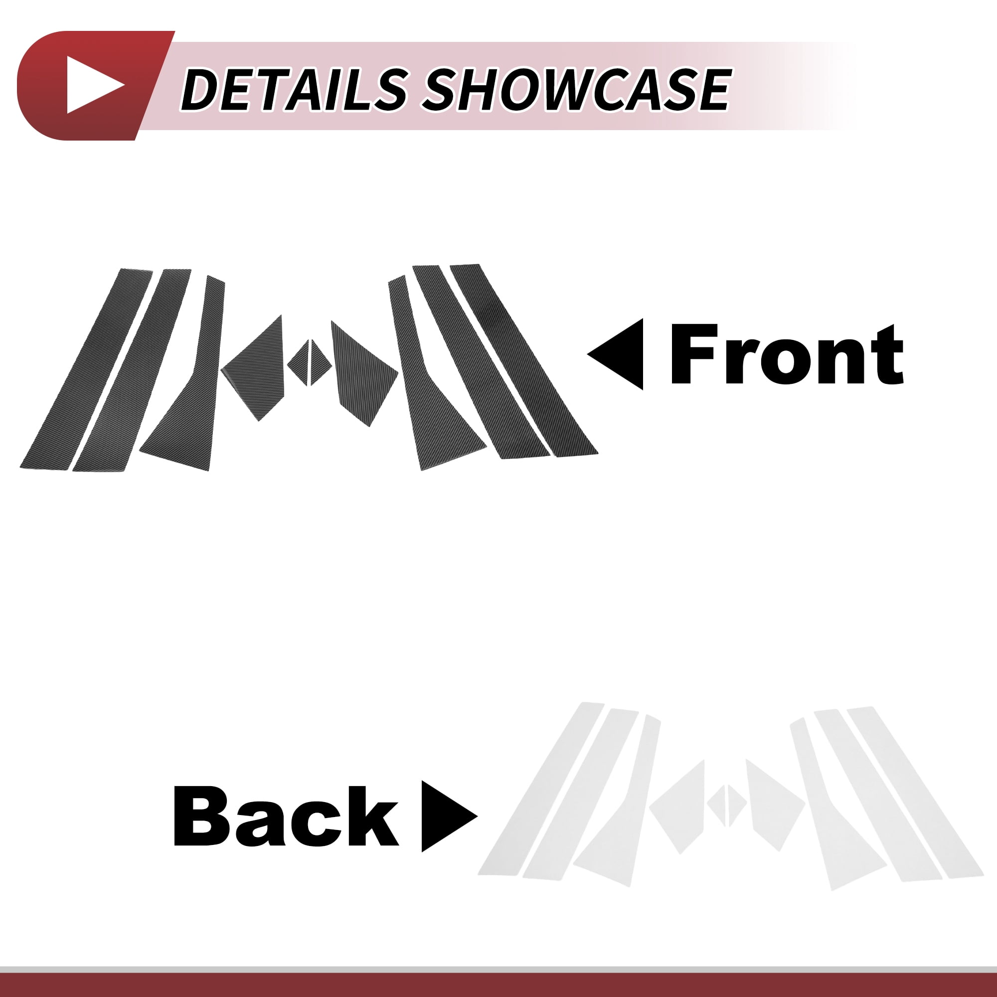 Unique Bargains Door Pillar Window Trim for Acura RDX 2007-2012 Front and Rear Black