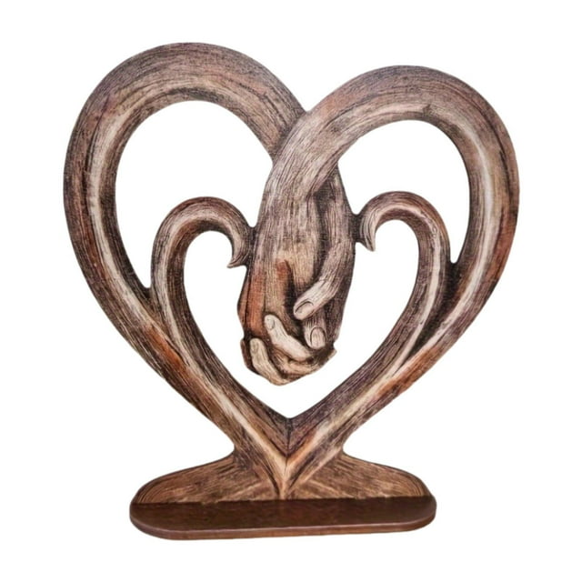 Estatua decorativa con forma de corazón que sostiene la mano, escultura artística para decoración del hogar, estatua artesanal con forma de apretón de
