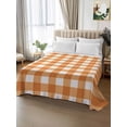 thumbnail image 2 of Orange Plaid Full Size Flat Sheet, Wrinkleproof & Fadeproof Cooling Flat Bed Sheet Only, Gradient Geometric Buffalo White Checkered Breathable Soft Bedding Top Sheets 81 x 96 Inches, 2 of 8