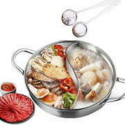 MineDecor Yuanyang Hot Pot with Divider Stainless Steel Pot for Electric Induction Cooktop Gas Stove (36 CM 21 OZ Include 2 Pot Spoons)