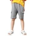 thumbnail image 3 of JAJAHO Boys Athletic Cargo Shorts Kids Sport Casual Drawstring Summer Running Solid Color Multi Pockets Loose Fit Straight Leg Shorts 4-12Y Soft Trousers, 3 of 7
