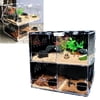 Denest 4 Grids Clear Acrylic Reptile Cage Enclosure Box Tarantula Insect Display Case