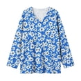 thumbnail image 6 of CLOISE Plus Size Tunic Tops Women Long Sleeve V Neck Casual Shirts Floral Pullover Fall Loose Clothing Sky Blue 4XL, 6 of 6