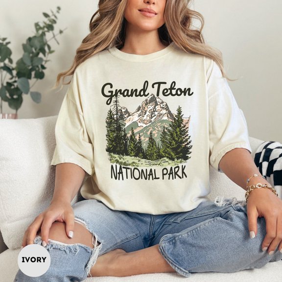 Velto Grand Teton National Park T-Shirt Vintage Mountain Travel Tee for Nature Lovers, Full Size S-5XL
