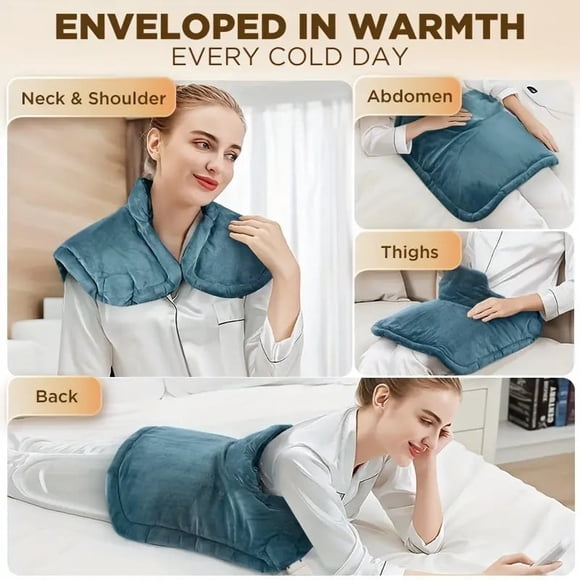 Cagogo under $5 2Pcs Heating Pad, Electric Heating Pad, Neck Shoulder Pain Relief Wrap, Large Back Heating Pad, Instant Warm Therapy Pad, Ergonomic Heat Wrap, Muscle Relaxation Heating Pad