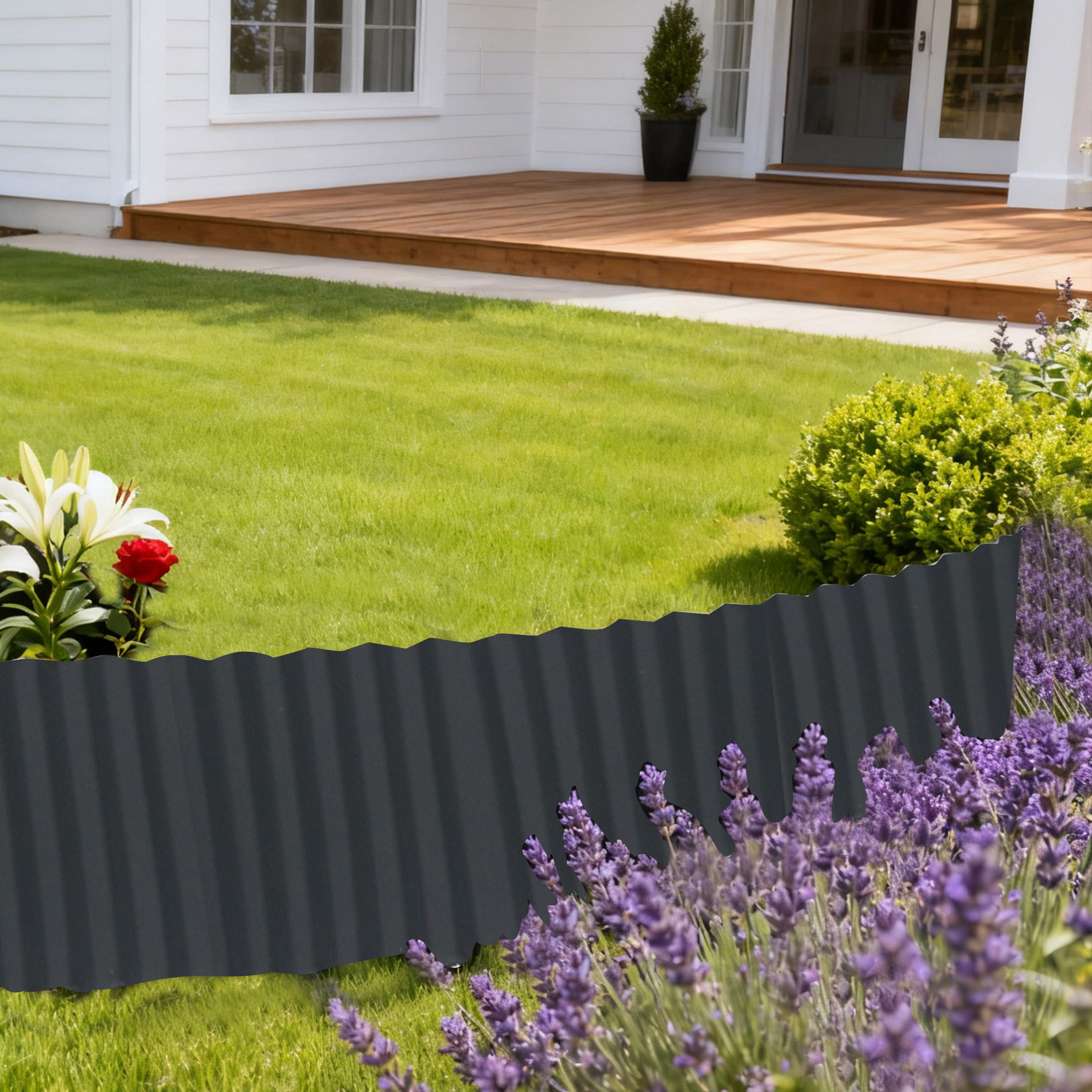 4W Galvanized Magnesium-Aluminum Garden Edging, 5.91" x 16.4' Corrugated Landscape Border, Flexible Gray Lawn and Yard Edging Strip for Flower Beds and Tree Rings