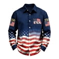 thumbnail image 2 of Shirts for Men 250th Anniversary USA Tops Spring Long Sleeve Casual Button Down Lapel Breathable Loose Mens Dress Shirts Navy L, 2 of 3