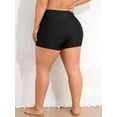 thumbnail image 3 of Alove Womens Solid Plus Size High Waisted Board Shorts Swim Trunks Big Shorts Swimwear Bottoms with Two Pockets, 3 of 6