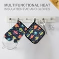 thumbnail image 4 of Yayeee Oven Mitts and Pot Holder Set of 2 Heat Resistant Kitchen Gloves Baking Hot Pad, Cartoon Space Cat, 4 of 5