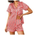 thumbnail image 2 of Women's Two Piece Outfits For Women Short Sleeve V Neck Shorts Set, 2 of 2