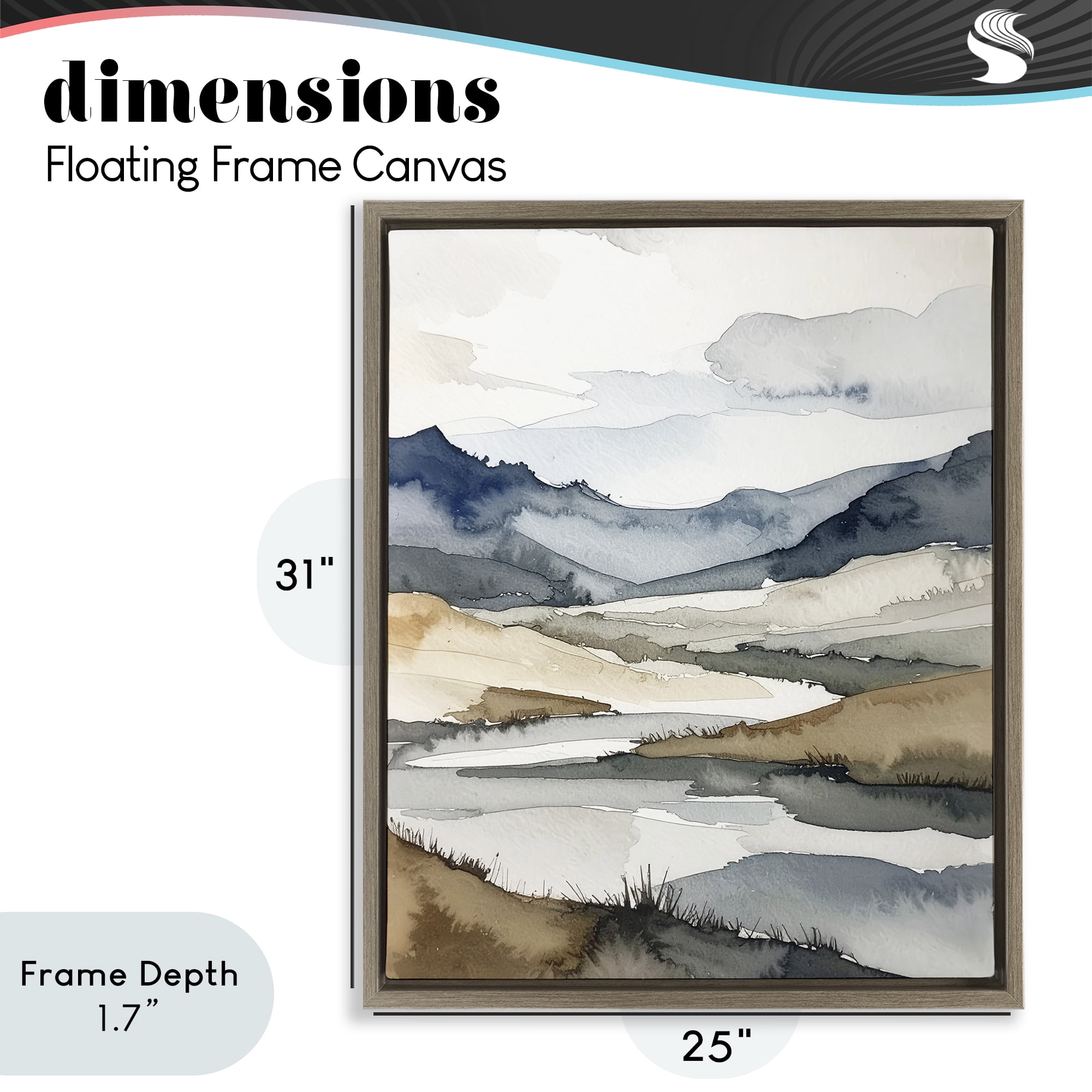 Stupell Industries Flow Of Water River Brown Framed Floater Canvas Wall Art, design by Alonza Saunders