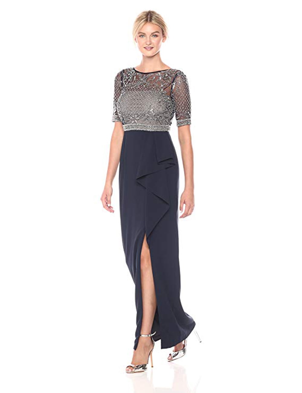 adrianna papell cascading ruffle gown