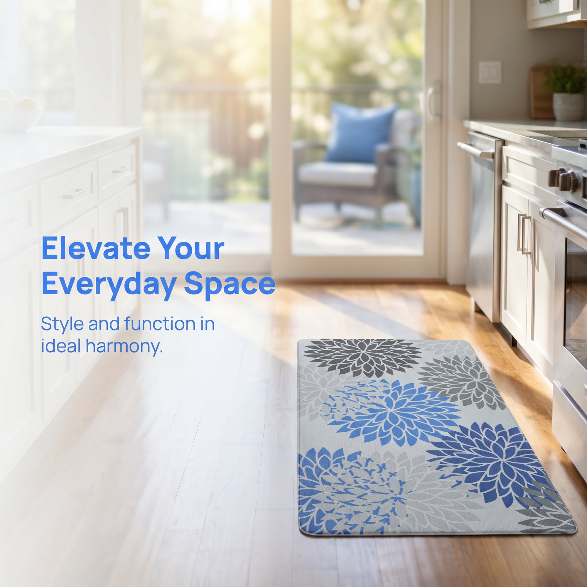 Unique Bargains Ergonomic Kitchen Mats Blue 30" x 17"