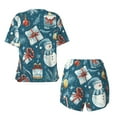thumbnail image 4 of Lafuoo Christmas Snowman Gift Pattern Women's Round Neck Short Sleeve Pajamas Set, Button Pajamas Elastic Band Pajamas Home Wear-XX-Large, 4 of 4