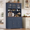 thumbnail image 7 of Hiphuta 71"in Modern Kitchen Pantry Storage Cabinet, Freestanding Kitchen Hutch Cabinet with Adjustable Shelves & Microwave Stand, Coffee Hutch for Dining Room, Blue, 7 of 7