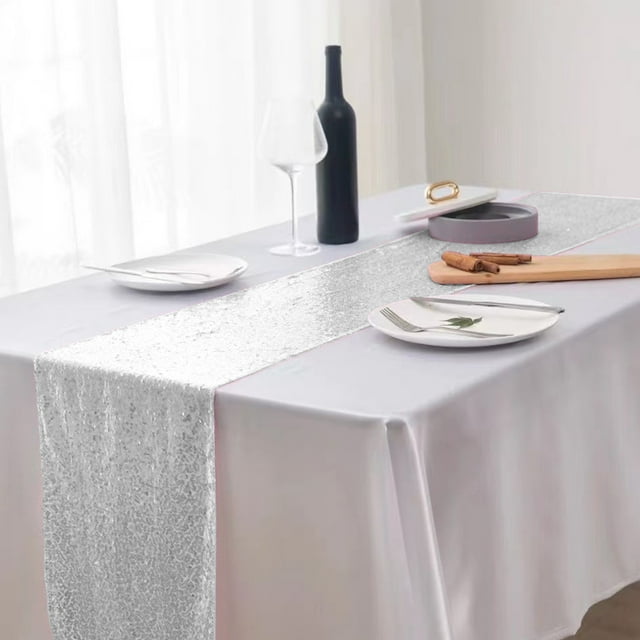 Drapeau de Table Pailleté pour Mariage 12x71 Pouces en Plusieurs Couleurs