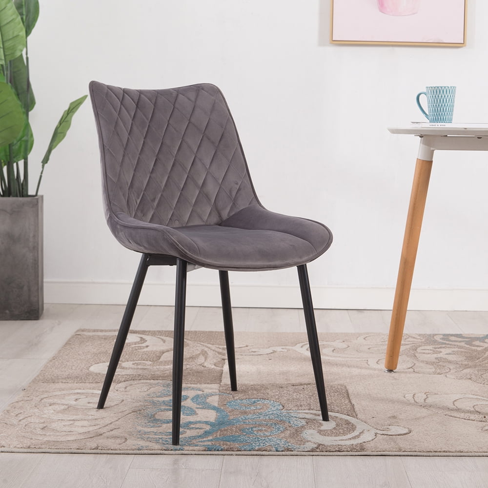 Dining Chairs For Kitchen Mid Century Side Chairs Accent Arm Chairs Upholstered Dining Chair With Metal Legs Pu Padded Cushion Upgrade Modern Accent Leisure Dining Room Chairs Dark Gray Q8685 Walmart Com