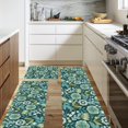 thumbnail image 6 of Boho Vintage Botanical Kitchen Rugs Sets of 3,Non Slip Rubber Kitchen Mats for Floor Flower Pattern Washable Kitchen Area Rugs Floor Carpet Runners for Hallway Laundry Room,Blue/Green, 6 of 6