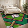 thumbnail image 3 of ODIKA 8'x10' Washable Area Rug Sport Design With Crossed Bats Ball And Stitched Seam Accents Baseball Field for King Size Bedroom Under Bed, Master Suite, Non-Shedding, Easy Care, 3 of 7