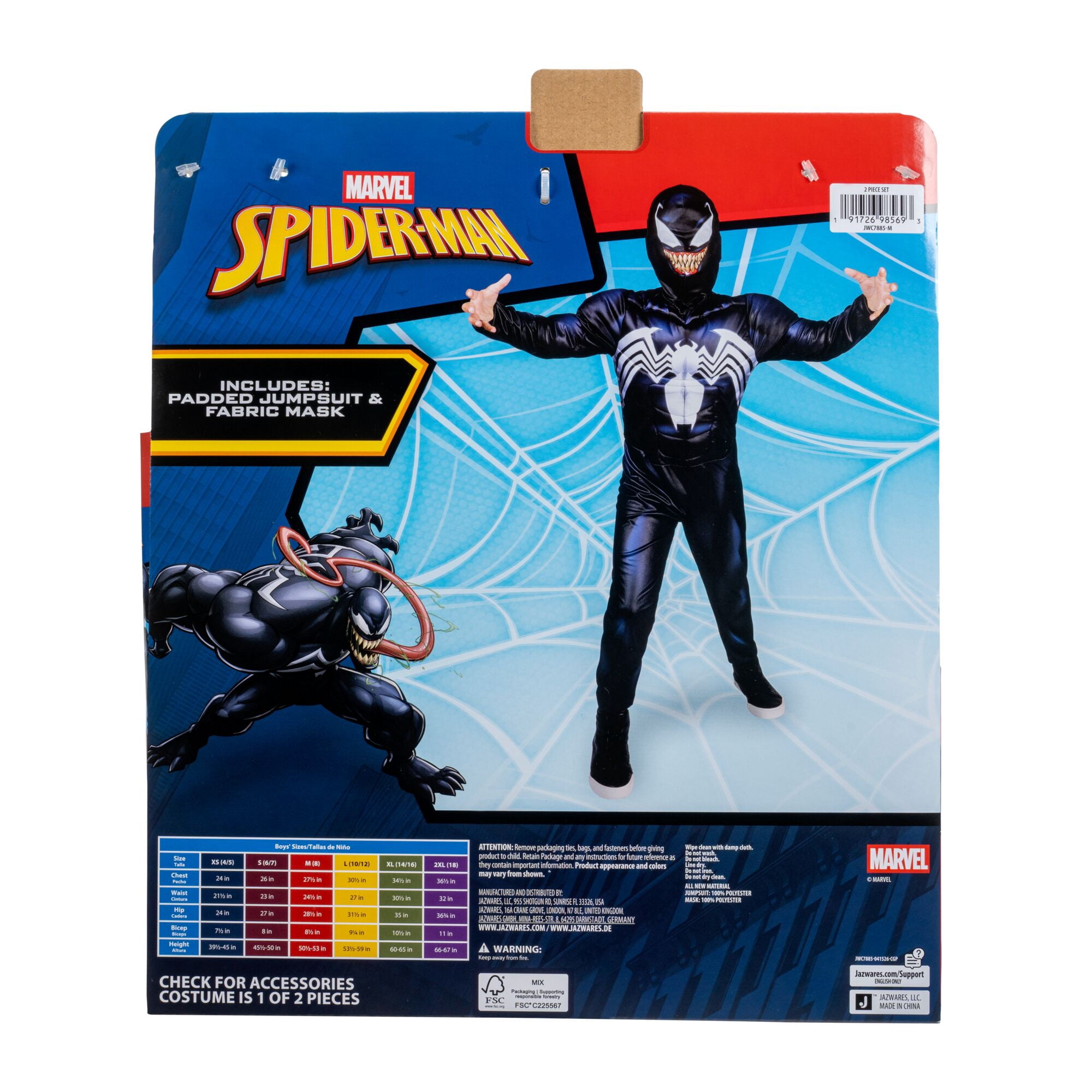 Marvel's Venom Halloween Costume for Children, Boy's Size L (10/12), by Jazwares