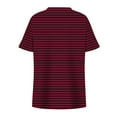 thumbnail image 3 of Lmnyox Plus Size Striped Tops Women's Oversized Cross V Neck Blouse Shirts Casual Short Sleeve Summer Tees, 3 of 6