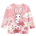 thumbnail image 4 of Easter Outfits for Girls 3/4 Sleeve Easter Day Print Bunny Egg Round Neck Bottom Shirt Kids 3-13Y Multicolor 7-8 Years, 4 of 5