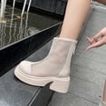 thumbnail image 6 of Aihuaihua Hollow Boots for Women Heel Ankle Boots,Breathable Round Toe Booties Thick Heeled Mesh Boots,Fashion Zippered Dress Boot, 6 of 10