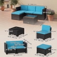 thumbnail image 3 of Outsunny Sectionnel d'Extérieur de Patio 5 Pcs avec Coussin, Turquoise, 3 of 10