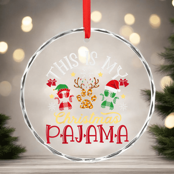 My Christmas Ornament Christmas Pet Lover Animal Cat Dog Paw CIRCLE GLASS ORNAMENT Home Decor