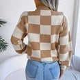 thumbnail image 5 of Amidoa Plaid Sweaters for Women Bronze Light Weight Fall Comfy Long Sleeve Crewneck Sweater Blouses for Women L, 5 of 7