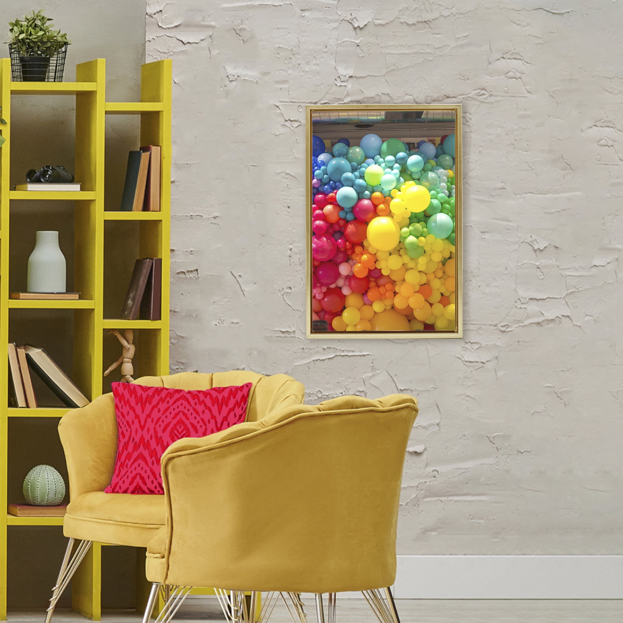 Stupell Industries Lively Colorful Balloons Gold Framed Floater Canvas Wall Art, design by LISH Creative