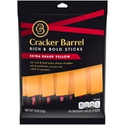 Cracker Barrel Extra Sharp Cheddar Cheese Snacks, 10 Count Sticks