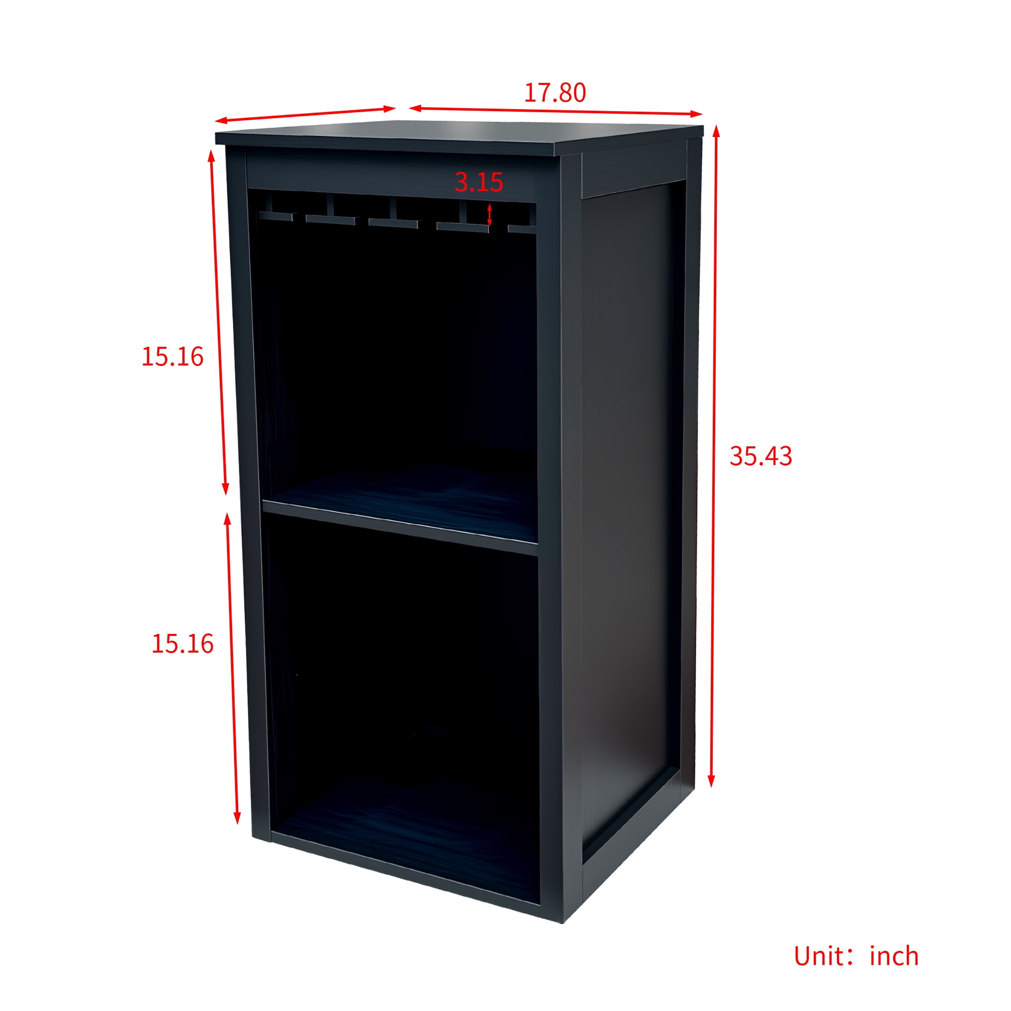 Wine Bar Cabinet Storage Hutch with Open Shelves for Dining Room Living Room, Black