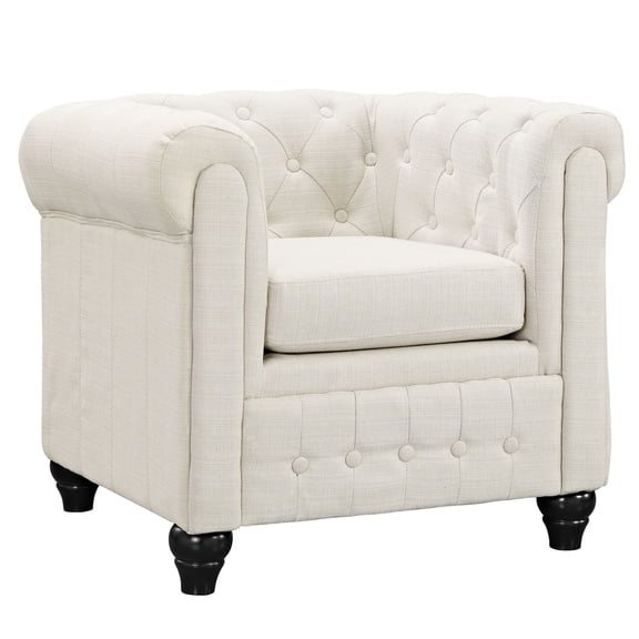 Armchair Accent Chair, Beige, Fabric, Living Kitchen Cafe Bistro Hospitality Restaurant, Modern Contemporary HB32582