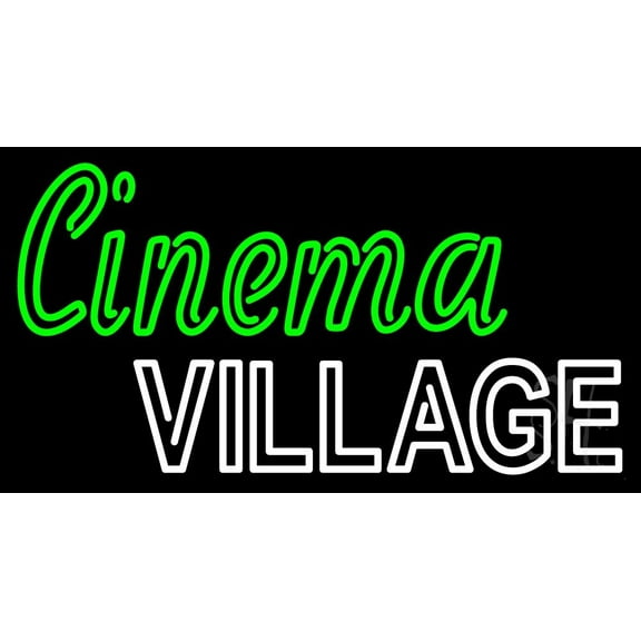 Cinema Village LED Neon Sign 13" Tall x 24" Wide - inches Black Square Cut Acrylic Backing, with Dimmer - Premium built indoor Sign for Cinema.
