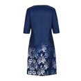 thumbnail image 4 of Robes Décontractées pour Femmes Été Femmes Automne Décontracté Imprimé Boutons Col en V Froncé Manches Mi-Longues Robes Décontractées pour Femmes Été, 4 of 8