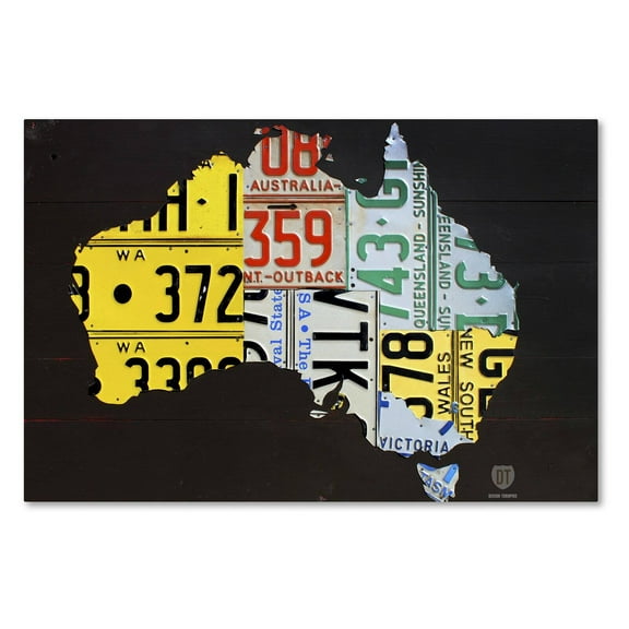 Trademark Fine Art 'Australia License Plate Map' Canvas Art by Design Turnpike