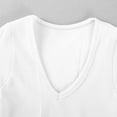 thumbnail image 5 of DuoJiaJ Women's Short Length Fitted V Neck Ribbed High Elasticity Bustier Short Sleeve Top Women's Linen Shirts White S, 5 of 5