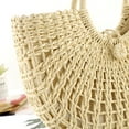 thumbnail image 3 of Cheers US Women's Rattan Solid Print Tote Handbag, Beige, 3 of 6