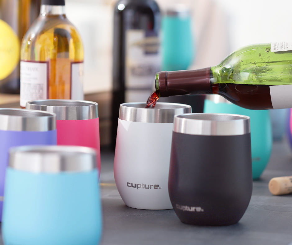 Cupture Wine Tumblers 10 oz 8 Pack in Assorted Colors