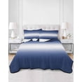 thumbnail image 2 of Quilts Twin-XL Size Bedding Set, Navy Blue Ombre Lightweight Quilted Comforter, Aesthetic Art Farmhouse Gradient Blue Soft Reversible Bedspread Coverlet with Pillow Covers for All Season, 68" x 98", 2 of 7