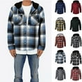 thumbnail image 4 of Plaid Shirt Men Button Down Long Sleeve Hoodie Lightweight Stylish Jacket Shirts Classic Checkered Hooded Shacket with Pocket OIOLOYJM Gray 2XL, 4 of 4