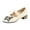 Beige, variant on Women's Suede Strap Low Chunky Heel Pumps Retro Comfortable Square Closed Toe Buckle Block Heel Dress Shoes for Work Wedding Party